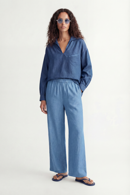 Linen 'Polo Blouse'